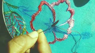 Hand embroidery habiscus flower----হাত চিলাই-ধুনীয়া জবা ফুল