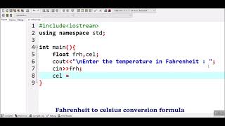 How to convert temperature from Fahrenheit to Celsius in C++
