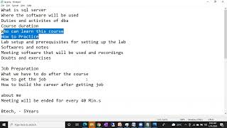 Sql DBA Batch 42 Introduction Session Class 3