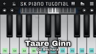 Taare Ginn - Dil Bechara | EASY Piano Tutorial | Mohit Chauhan, Shreya Ghoshal