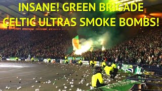 INSANE! GREEN BRIGADE celtic ultras smoke bombs! | Hibernian 1-2 Celtic Premier Sports Cup Final