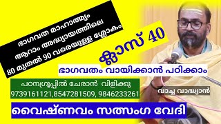 ഭാഗവതം വായിക്കാൻ പഠിക്കാം ക്ലാസ് 40 മാഹാത്മ്യം ആറാമധ്യായം 80 മുതൽ 90 വരെ ശ്ലോകങ്ങൾ