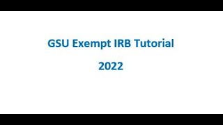 IRB Tutorial Exempt Application