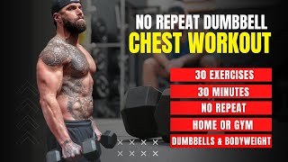 30 Min BEST HOME CHEST WORKOUT (30 exercises - No Repeats)