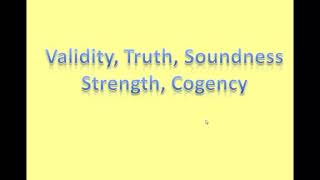 deductive inductive ,validity, strength , cogency,