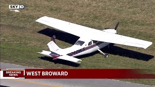 Plane lands in median on I-75 in western Broward