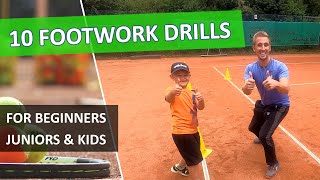 10 Tennis Footwork Drills For Juniors \u0026 Beginners (4K)