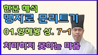 한문 문법적 해석. 맹자. 1편 양혜왕상. 7-1장 차마하지 못하는 마음