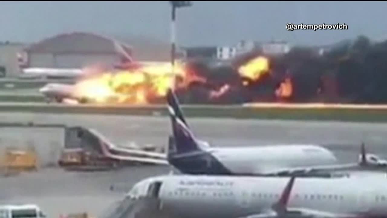 At Least 40 Dead In Russian Plane’s Fiery Emergency Landing - YouTube