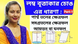 লম্ব বৃত্তাকার চোঙ। Circular cylinder. সম্পূর্ণ ধারণা। Total concept.