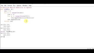 addition of matrix Python function tutorial