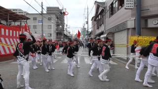 2015岸和田だんじり祭り旧市地区、第一回目試験曳き　春木南（終盤①）小門貝源・やりまわし（平成27年9月6日）