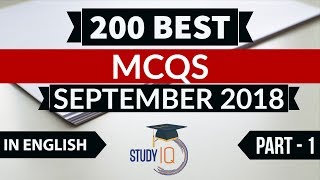 200 Best current affairs September 2018 in ENGLISH Set 1 - IBPS PO/SSC CGL/UPSC/IAS/RBI Grade B 2018