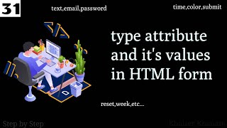 #31. HTML type attribute and its different values.