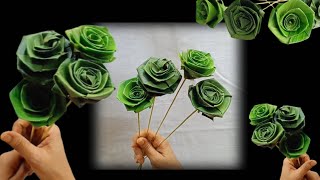 Coconut Leaf-Rose Making Idea/Craft ideas out of coconut leaf/Simple flower making with single input