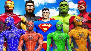 TEAM SPIDER-MAN VS SUPERHEROES - Iron Man, Hulk, Superman, Flash, Thor vs Spiderman