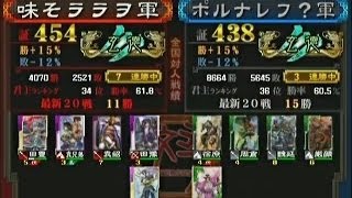 【三国志大戦３　頂上対決】　味そララヲ軍 ＶＳ ポルナレフ？軍【2013-12-24】sangokushitaisen3