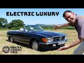 Luxury electric Mercedes 500SL road trip to Loton Park hill climb.