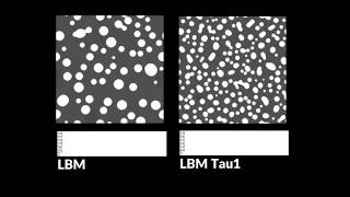 Direct real-time comparison between LBMTau1 vs standard LBM in the multiphase flow