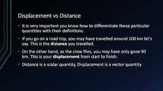 Physics 3.1: Displacement and Distance