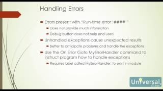Lesson 13: Reading Data from the Web, Text file processing, Handling Errors, Add-ins - VBA Course