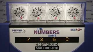 Midday Numbers Game Drawing: Friday, March 30, 2018