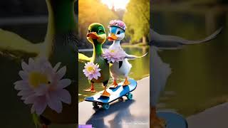 Cute ducks are skating..#funny #cute #patitojuan #shorts