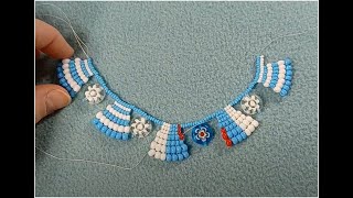 Tutorial #9 Seaside necklace tutorial using square stitch and millefiori beads from Beebeecraft