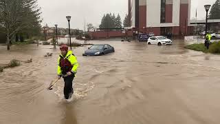 Crews wade through flooding at Sutter Medical Center in Santa Rosa