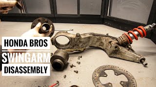 Honda Bros NT400 Restoration Project Part 2 swing arm disassembly