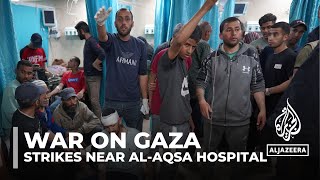 Deadly Israeli airstrikes near Al-Aqsa Hospital leave multiple Palestinians dead and Injured.