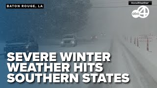 LOUISIANA SNOW: Winter storm brings snowfall in Baton Rouge, possible record breaking precipitation