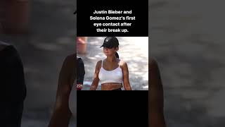 Justin bieber and selena Gomez's first eye contact after their breakup