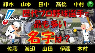 【名前】607_歴代プロ野球選手に多い名字ベスト30【音声付】【開幕】