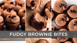 Fudgy Brownie Bites with Chocolate Mascarpone Whipped Cream