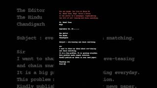 write a letter to the editor of the newspaper eve-teasing and chain snatching #shorts #shortfeed