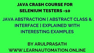 Java Crash course | 10 | Java ABSTRACTION Explained | Tamil | Java for Automation