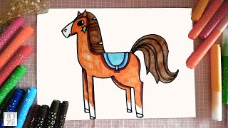 Как нарисовать лошадь | Рисование для детей |  рисунки для срисовки легкие для девочек мальчиков