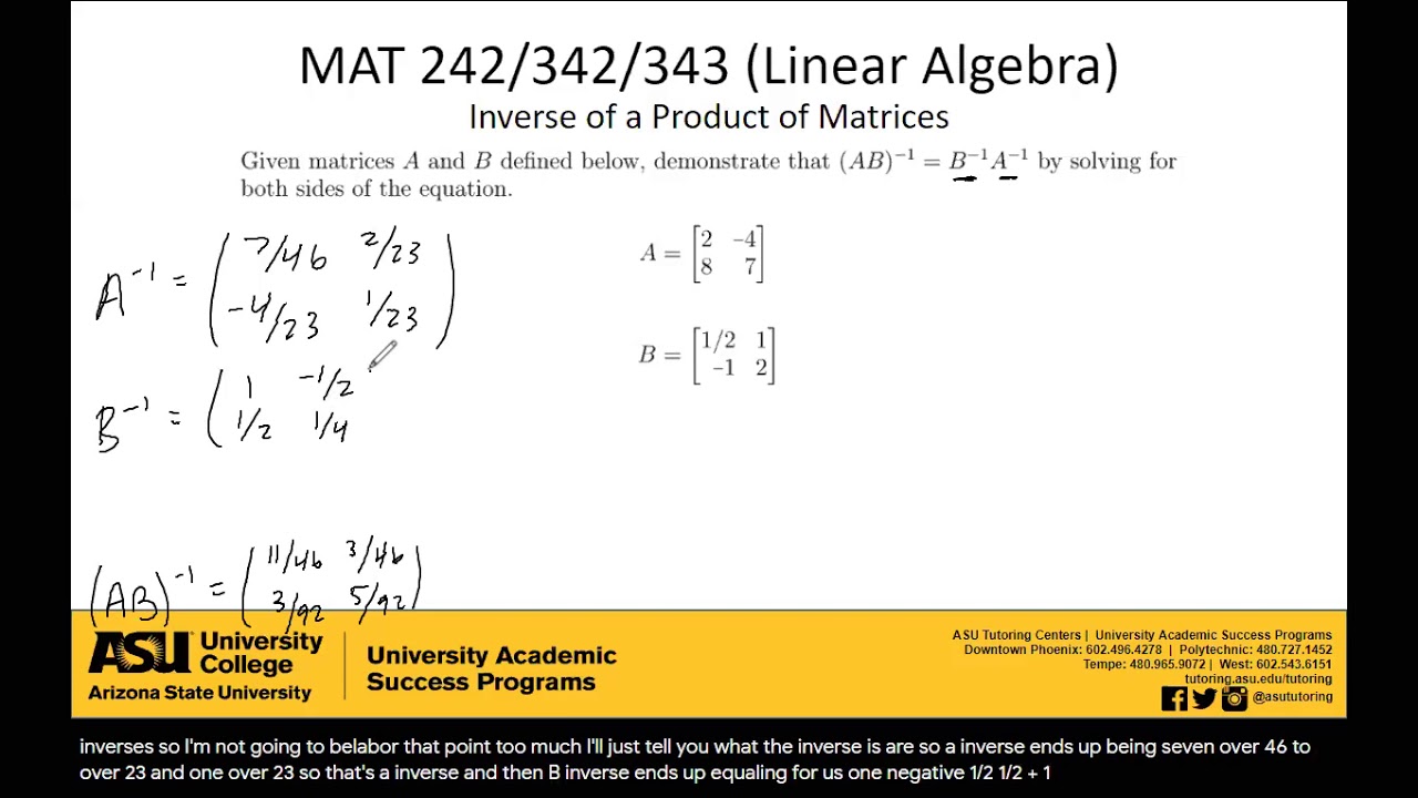 Inverse Of A Product Of Matrices - YouTube