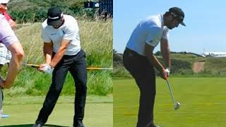 John Rahm Iron Slow Motion Golf Swing (DOWN THE LINE AND FACE ON)