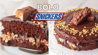 BOLO SNICKERS ou CHARGE com CHOCOLATE, CARAMELO e AMENDOIM | DELICIOSO | Day Flaubert