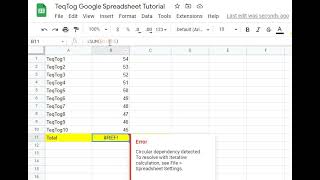 Fixing circular dependency error in google sheets when summing #Shorts