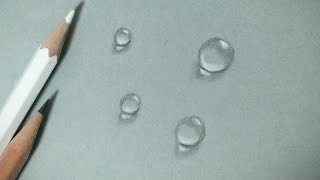 水滴の描き方【色鉛筆と鉛筆】　Realistic pencil drawing of water droplets