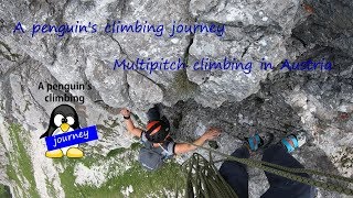 Climbing the multipitch route Drachentanz at Tajakopf in Austria: penguin's vlog 15