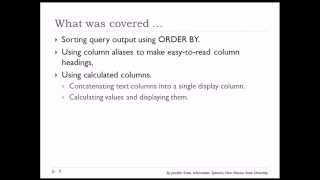 10 of 15 SQL Basics with Oracle - Sort, Combine columns, Column Aliases