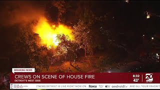 Crews battle massive house fire in Detroit's Palmer Woods neighborhood