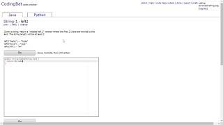 String-1 (left2) Java Tutorial || Codingbat.com