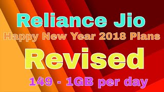 Reliance Jio revised Pack, 149 pack 1GB per day, 199 pack 1.5GB per day