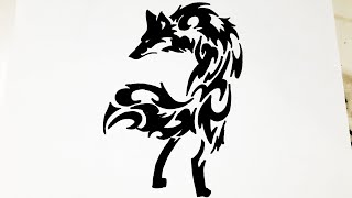 How To Draw A Tribal Wolf || Wolf Tattoo Drawing