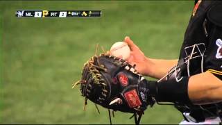 Brewers catcher, Martin Maldonado knocks cover off ball, literally! [HD]